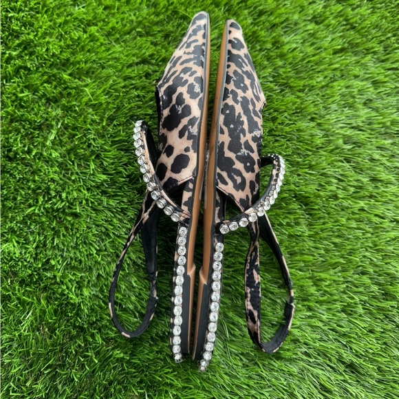 ASOS DESIGN Lizzie Embellished Slingback Ballet Flats in Leopard Satin - Picture 9 of 10